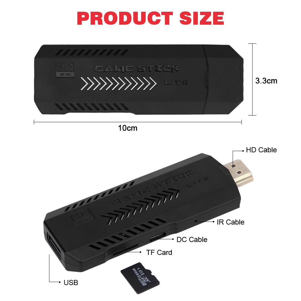 Retro 4K HDMI Game Stick – 30K+ Games with 2 Wireless Controllers