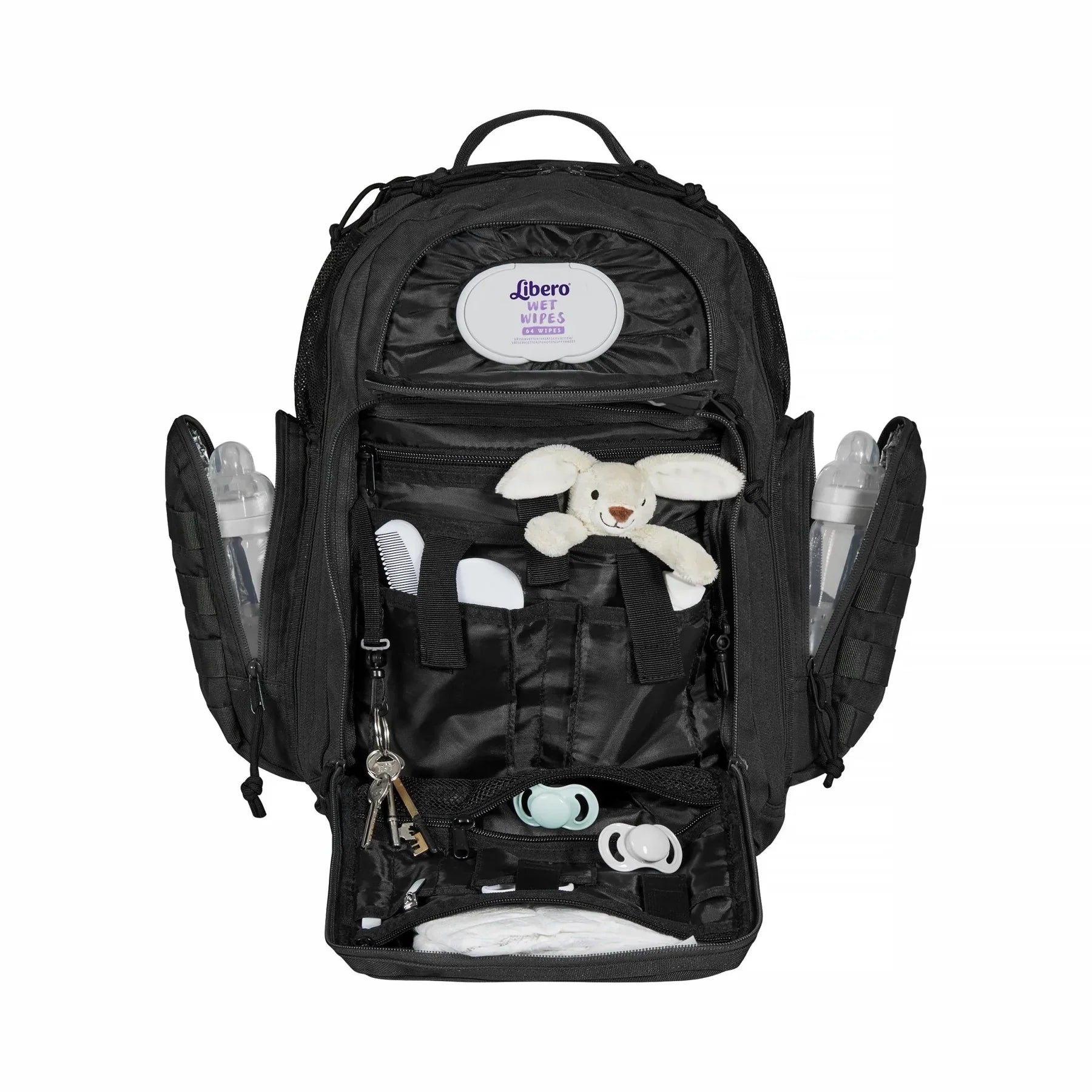Phil & Jack Dad Diaper Bag Backpack, Baby Diaper Bag with Changing Station, Tactical Military Style, Womens Mens Diaper Bag (Black)